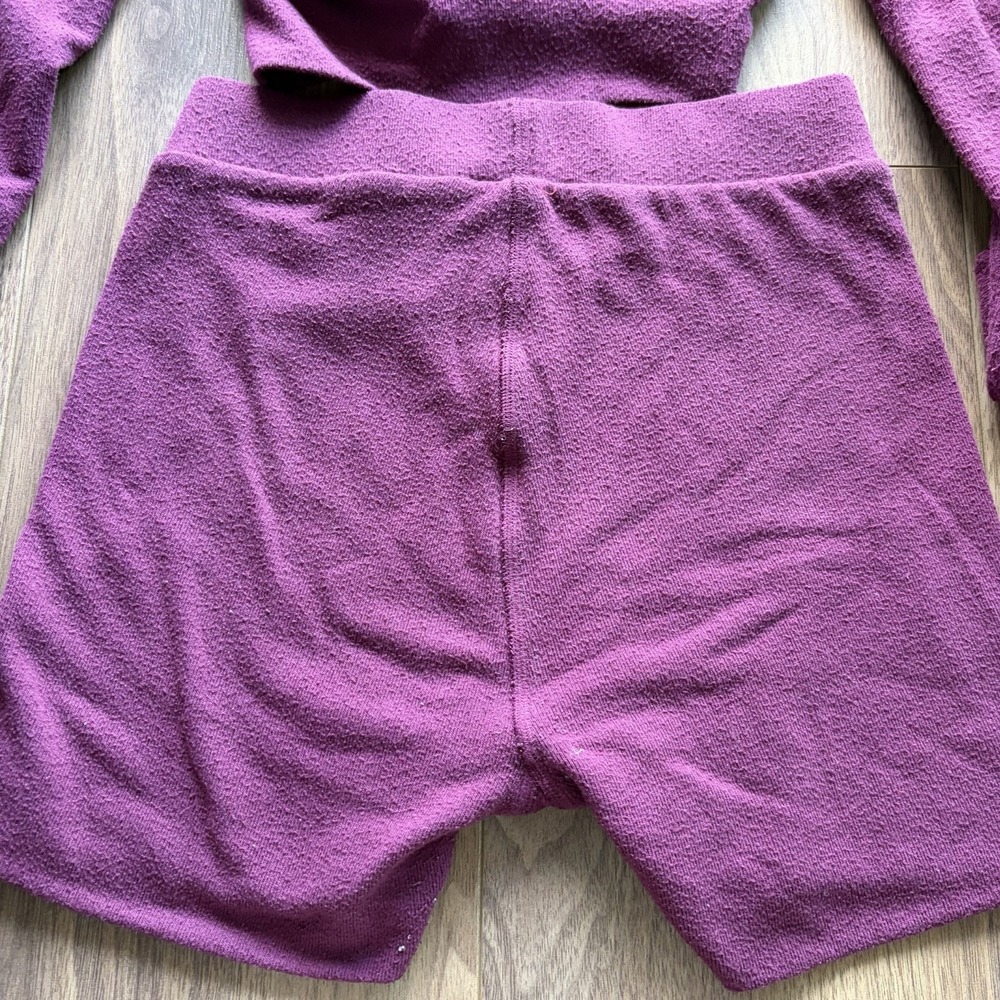 ALO YOGA Alolux Set Cardigan & Biker High Waist Me Time Women Small Burgundy - Picture 7 of 8